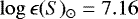 $\log \epsilon({S})_{\odot} = 7.16$