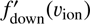 $ f_\mathrm{down}^' (\upsilon_{\mathrm ion}) $