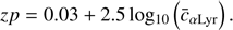 $$ zp=0.03+2.5\thinspace \log_{10}{({\overline c}_{\alpha\mathrm{Lyr}})}. $$
