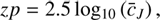 $$ zp=2.5\thinspace \log_{10}{({\overline c}_J)}, $$