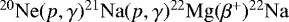 ${}^{20}\mathrm{Ne}(p,\gamma)^{21}\mathrm{Na}(p,\gamma)^{22}\mathrm{Mg}(\beta^&#x002B;)^{22}\mathrm{Na}$