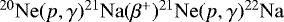 ${}^{20}\mathrm{Ne}(p,\gamma)^{21}\mathrm{Na}(\beta^&#x002B;)^{21}\mathrm{Ne}(p,\gamma)^{22}\mathrm{Na}$