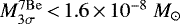 $M^{7\mathrm{Be}}_{3\sigma}\,{<}\,1.6\,{\times}\,10^{-8}~{M_{\odot}}$