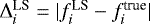${\mathrm \Delta}^{\textrm{LS}}_i = |f^{\textrm{LS}}_i - f^{\textrm{true}}_i|$