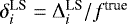 $\delta^{\textrm{LS}}_i={\mathrm \Delta}^{\textrm{LS}}_i/f^{\textrm{true}}$