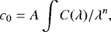 \begin{eqnarray*}c_0 = A\int{C(\lambda)/\lambda^n}, \end{eqnarray*}