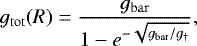 \begin{equation*} g_{\mathrm{tot}}(R) = \frac{g_{\mathrm{bar}}}{1 - e^{-\sqrt{g_{\mathrm{bar}}/g_{\dagger}}}},\end{equation*}