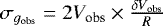 $\sigma_{g_{\textrm{obs}}} = 2 V_{\textrm{obs}}\times\frac{\delta V_{\textrm{obs}}}{R}$