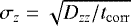 $\sigma_z = \sqrt{D_{zz}/t_{\mathrm{corr}}}$