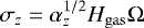 $\sigma_z=\alpha_z^{1/2} H_{\mathrm{gas}}\mathrm{\Omega}$