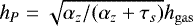 $h_P =\sqrt{\alpha_z/(\alpha_z &#x002B;\tau_s)} h_{\mathrm{gas}}$