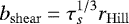 $b_{\mathrm{shear}}=\tau_s^{1/3} r_{\mathrm{Hill}}$