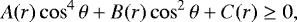 \begin{equation*}A(r)\cos^4\theta&#x002B;B(r)\cos^2\theta&#x002B;C(r)\geq0, \end{equation*}