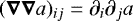 $(\vec\nabla\vec\nabla a)_{ij}=\partial_i\partial_ja$