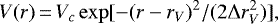 \begin{equation*}V(r) \,{=}\, V_c \exp[-(r-r_V)^2 / (2\mathrm{\Delta} r_V^2)], \end{equation*}