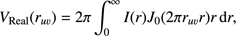 $$ V_\text{Real}{(r_{uv})}=2\pi\int_0^\infty I{(r)}J_0{(2\pi r_{uv}r)}r\;\mathrm dr, $$
