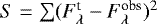 $S = \sum(F_{\lambda}^{\textrm{t}}-F_{\lambda}^{\textrm{obs}})^2$
