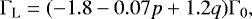 \begin{align*} {\mathrm{\Gamma}}_{\textrm{L}} = (-1.8 - 0.07p &#x002B; 1.2q) {\mathrm{\Gamma}}_0, \end{align*}