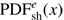 $ \mathrm{PDF}_\mathrm{sh}^e{(x)} $