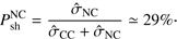 $$ P_\mathrm{sh}^\mathrm{NC}=\frac{{\widehat\sigma}_\mathrm{NC}}{{\widehat\sigma}_\mathrm{CC}+{\widehat\sigma}_\mathrm{NC}}\simeq29\%. $$