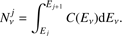 $$ N_v^j=\int_{E_j}^{E_{j+1}}C{(E_v)}\mathrm dE_v. $$