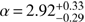 $ \textstyle\alpha=2.92_{-0.29}^{+0.33} $