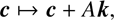 $$ \boldsymbol c\mapsto\boldsymbol c+A\boldsymbol k, $$