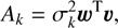 $$ A_k=\sigma_k^2\boldsymbol w^T\boldsymbol\upsilon, $$