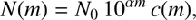 $$ N{(m)}=N_0\;10^{\alpha m}\;c{(m)}, $$