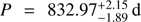 $ P=832.97_{-1.89}^{+2.15}\;\mathrm d $