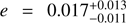 $ e=0.017_{-0.011}^{+0.013} $