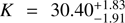 $ 30.40_{-1.91}^{+1.83} $
