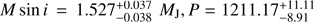 $ M\sin i=1.527_{-0.038}^{+0.037}\;M_\mathrm J,\;P=1211.17_{-8.91}^{+11.11}\;\mathrm d $