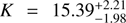 $ 15.39_{-1.98}^{+2.21} $