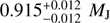 $ 0.915_{-0.012}^{+0.012}\;M_\mathrm J $