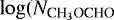 $\log (N_{\textrm{CH}_3\textrm{OCHO}}$