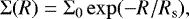 \begin{equation*} \mathrm{\Sigma}(R) = \mathrm{\Sigma}_0 \exp(-R/R_{\mathrm{s}}),\end{equation*}