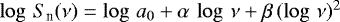 $\log\,S_{\textrm{n}}(\nu) = \log\,a_0 &#x002B; \alpha\,\log\,\nu &#x002B; \beta\,(\log\,\nu)^2$
