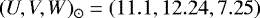 $(U,V,W)_{\odot} = (11.1, 12.24, 7.25)$