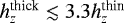 $h_z^{\textrm{thick}} \lesssim 3.3 h_z^{\textrm{thin}}$