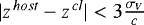 $|z^{\,host}-z^{\,cl}| < 3 \frac{\ensuremath{\sigma_V}}{c}$