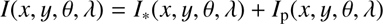 $$ I{(x,y,\theta,\lambda)}=I_\ast(x,y,\theta,\lambda)-I_\mathrm p(x,y,\theta,\lambda) $$