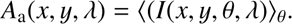 $$ A_\mathrm a{(x,y,\lambda)}={\langle{(I{(x,y,\theta,\lambda)})}\rangle}_\theta. $$