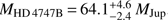$ \textstyle M_{\mathrm{HD}\;4747\mathrm B}=64.1_{-2.4}^{+4.6}M_\mathrm{Jup} $
