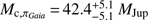 $ M_{\mathrm c,\pi_{Gaia}}=42.4_{-5.1}^{+5.1}M_\mathrm{Jup} $