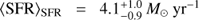 ${\left\langle \rm{SFR} \right\rangle _\rm{SFR}} = 4.1_{ - 0.10}^{ + 0.09}{M_ \odot }y{r^{ - 1}}$