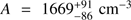 $ A=1669_{-86}^{+91}\;\text{cm}^{-3} $