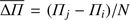 $ \overline{\mathrm\Delta\Pi}={(\Pi_j-\Pi_i)}/N $