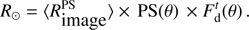$ \begin{aligned} {R_{\odot } = \langle R^\mathrm{PS}_{\text{image}} \rangle \times \, \mathrm{PS}(\theta )\, \times F^t_\text{d}(\theta )}\, . \end{aligned} $