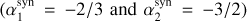 $ (\alpha_1^\text{syn}=-2/3\text{and}\alpha_2^\text{syn}=-3/2) $